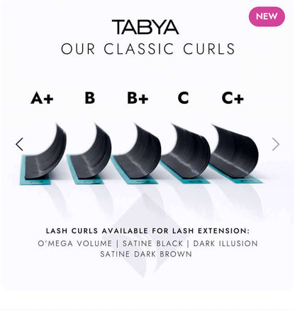 Plateau extensions de cils OMEGA C+ courbure C+ 40 rangées. Extensions de Cils SATINE DARK BROWN